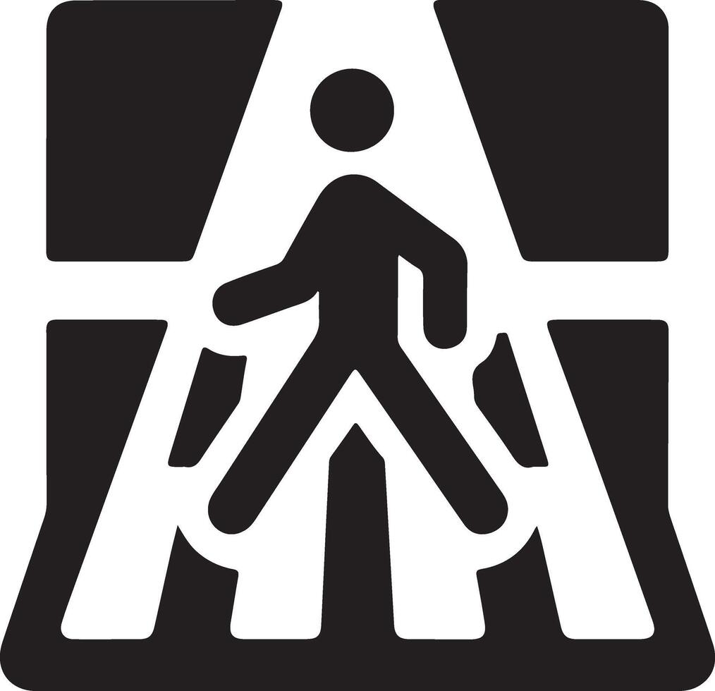 minimal Crosswalk icon vector, a man cross the road white background 14 vector