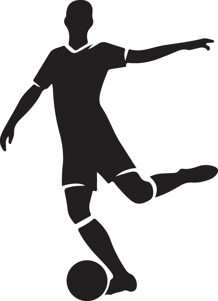 Soccer player pose vector icon in flat style black color silhouette, white background 10