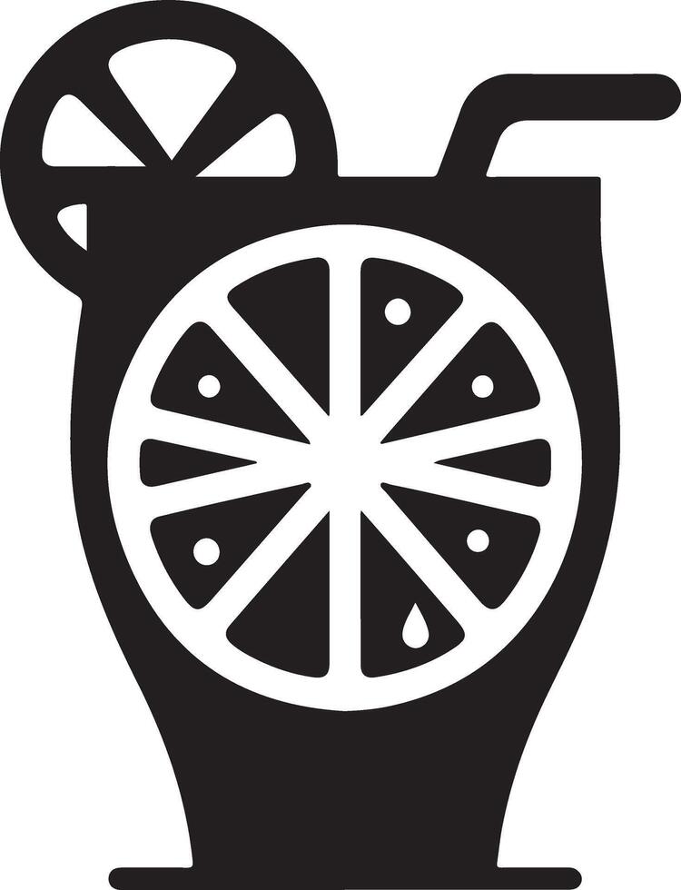 lemon drink glass icon, symbol, clipart, black color silhouette, white background 6 vector