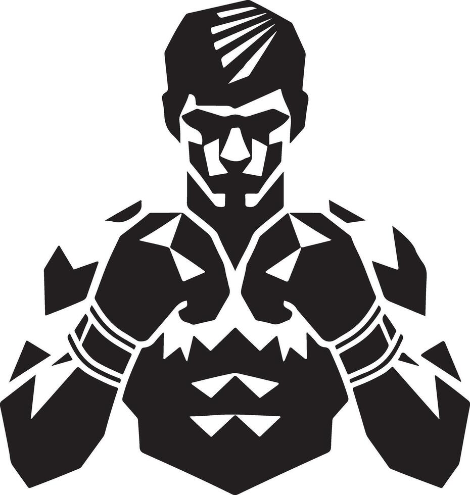 combatiente logo, boxeo aislado bajo poligonal vector ilustración, vector negro color silueta 11