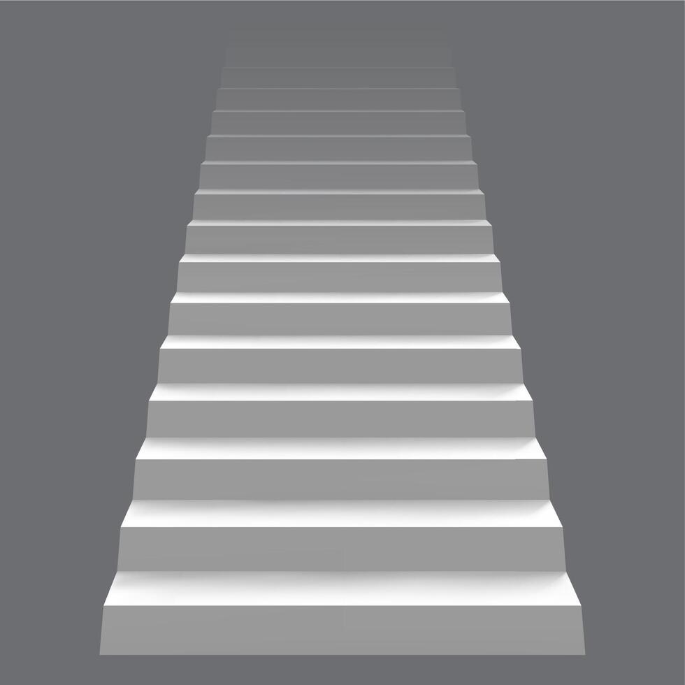 blanco realista escalera concepto. moderno escalera, 3d arquitectónico escalera. carrera escalera escalera concepto vector ilustración