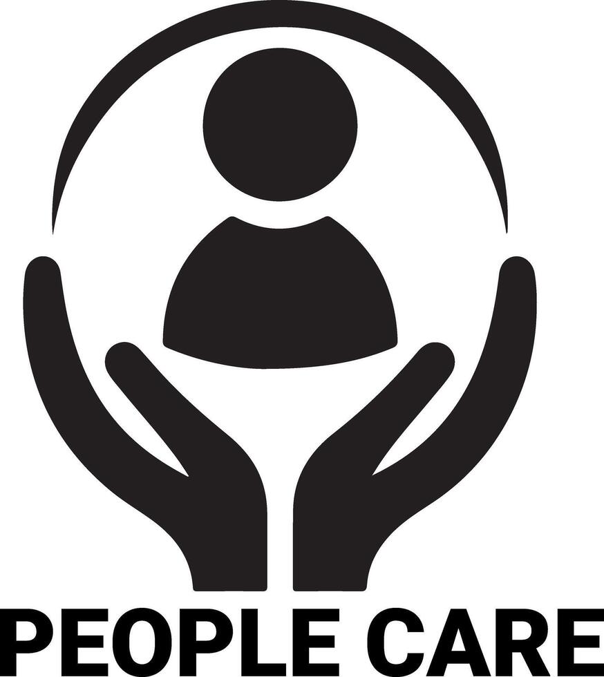 minimal People Care Logo Template, logo vector, black color silhouette, white background 29 vector