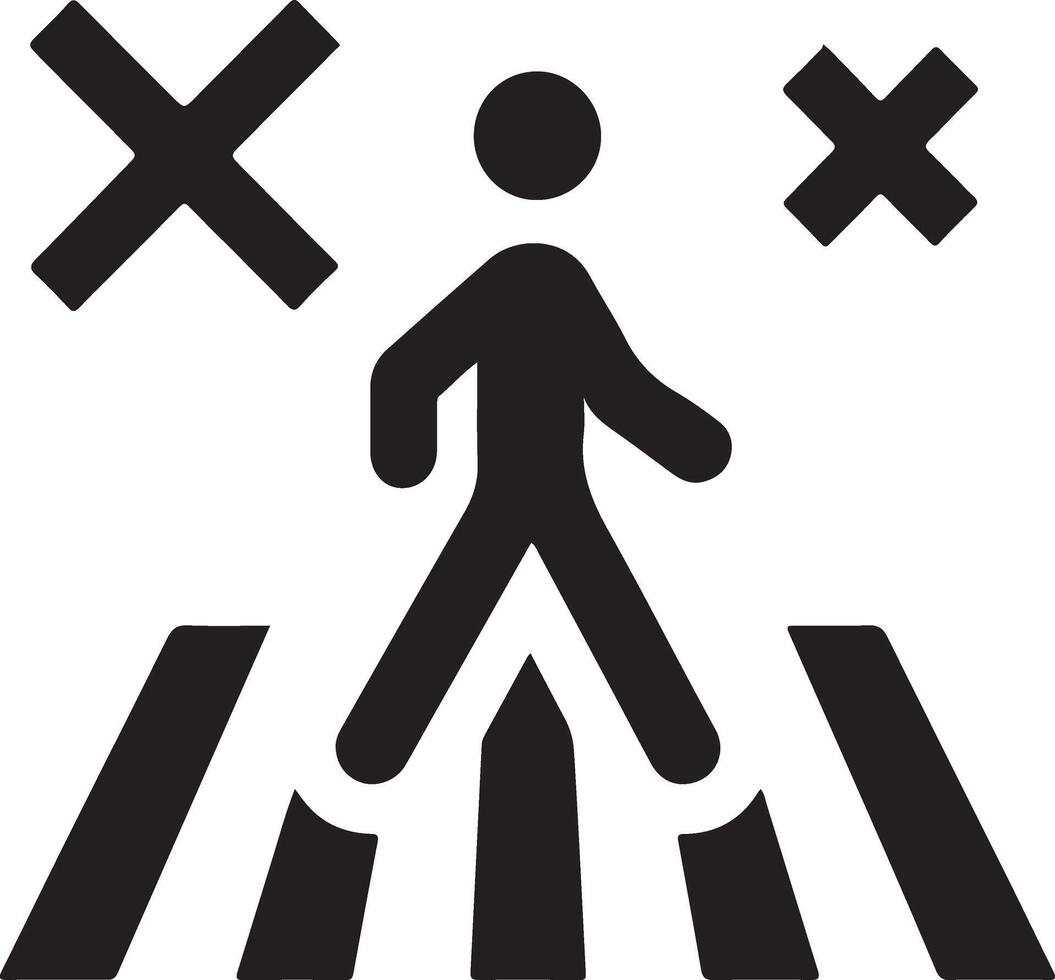 minimal Crosswalk icon vector, a man cross the road white background vector