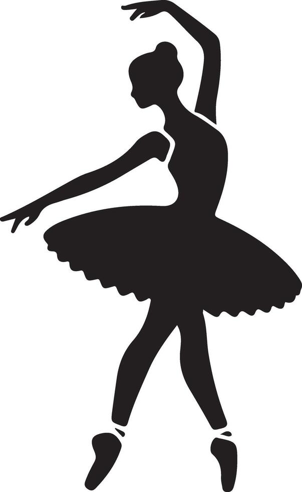 bailarina danza vector icono en plano estilo negro color silueta blanco antecedentes 41