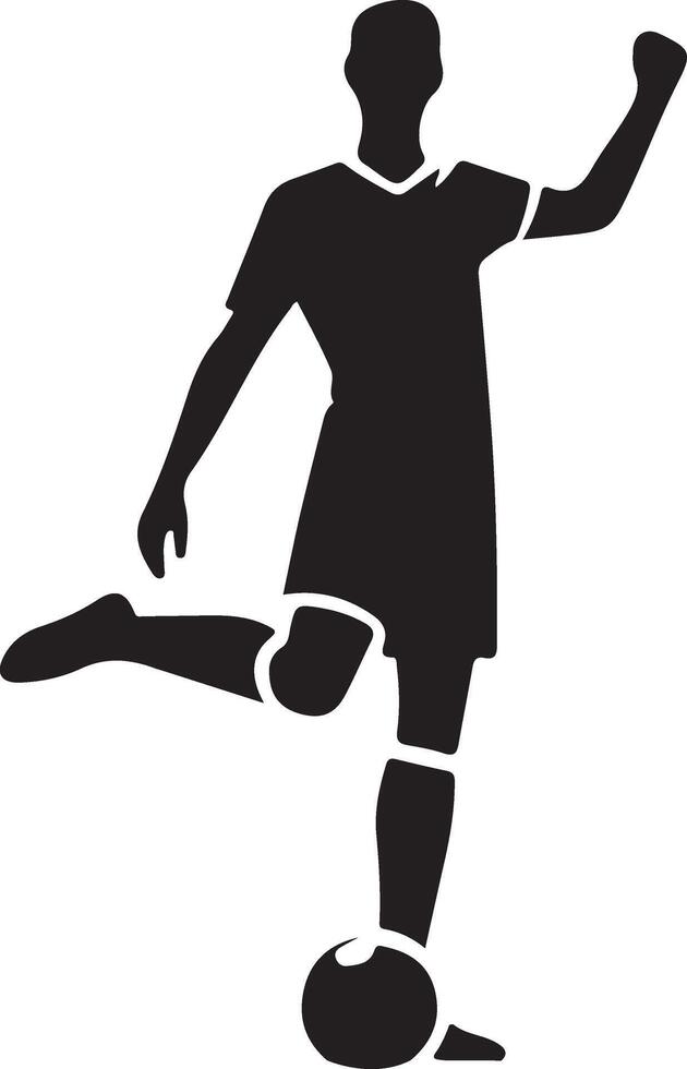 Soccer player pose vector icon in flat style black color silhouette, white background 8