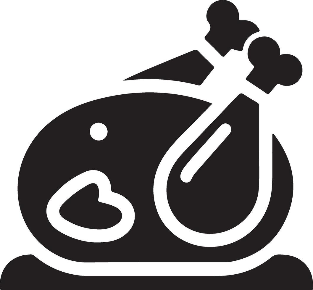 minimal chicken Roast masala icon, symbol, black color silhouette, white background 15 vector