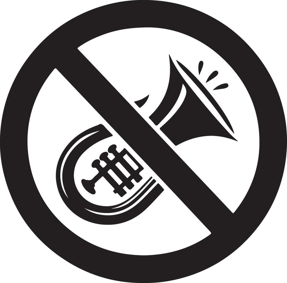 Do not use horn icon vector silhouette, black color, stop horn, white background 2