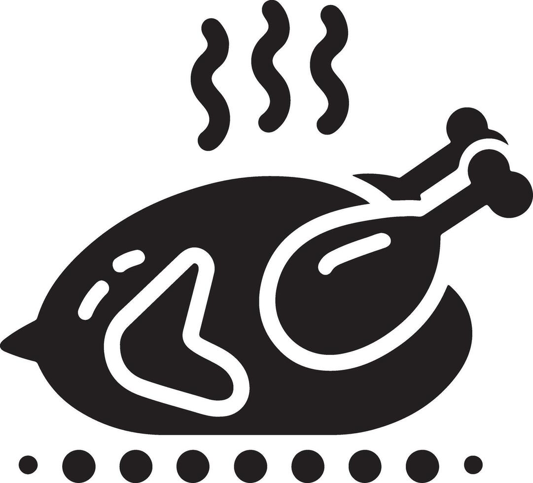 minimal chicken Roast masala icon, symbol, black color silhouette, white background 20 vector