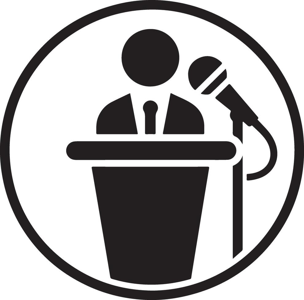 podio icono vector persona público habla para presentación blanco antecedentes 28