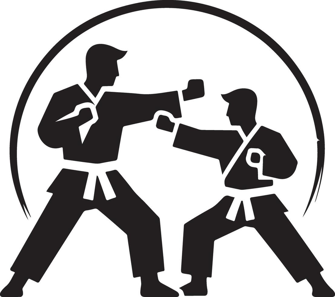 minimal karate fighting vector icon in flat style black color silhouette, white background 4