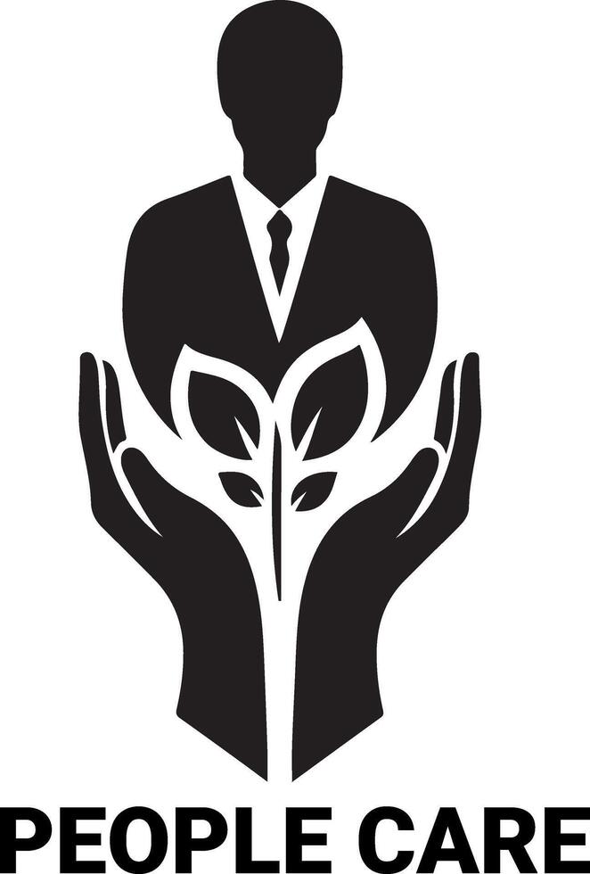 minimal People Care Logo Template, logo vector, black color silhouette, white background 8 vector