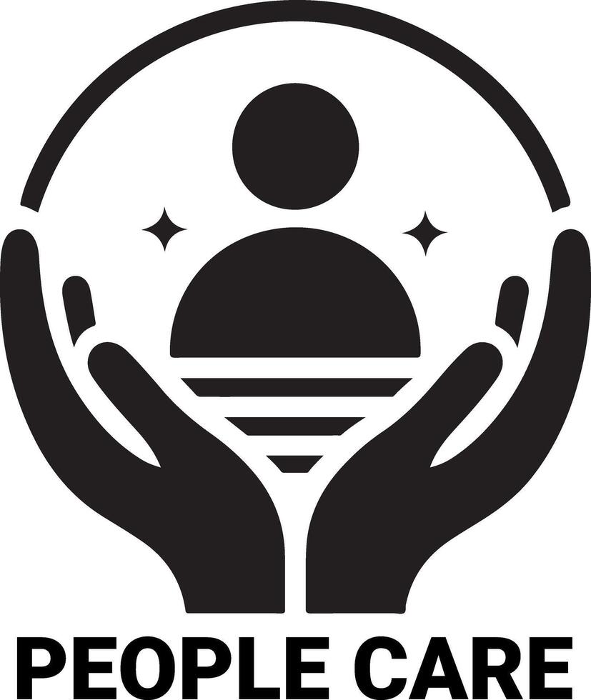 minimal People Care Logo Template, logo vector, black color silhouette, white background 27 vector