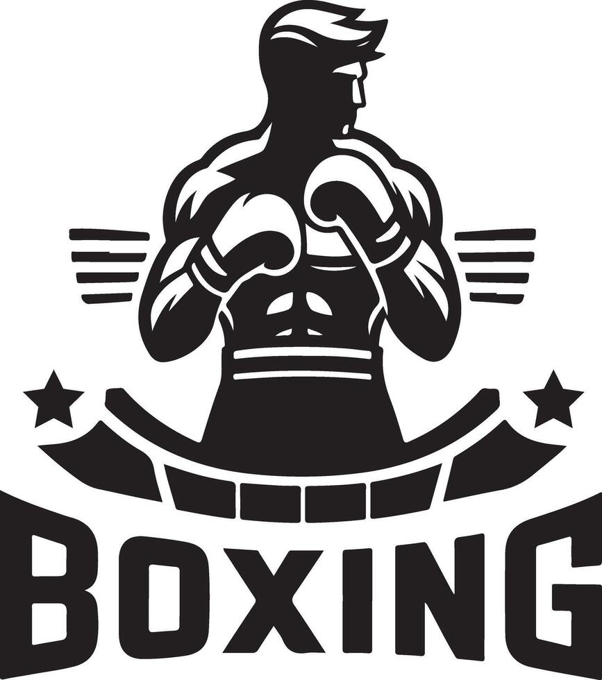 boxeo logo blanco antecedentes logotipos, vector silueta 3