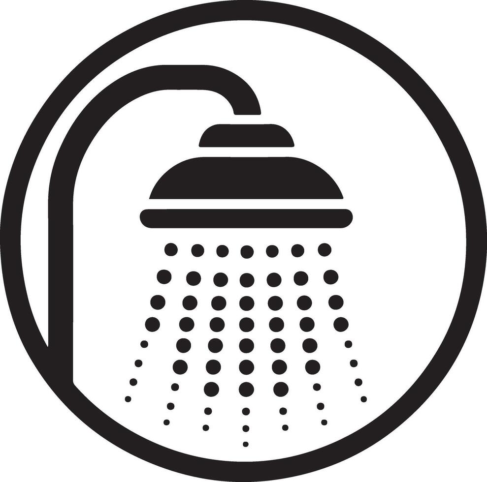 minimal Shower head icon, symbol, clipart, black color silhouette, white background 17 vector