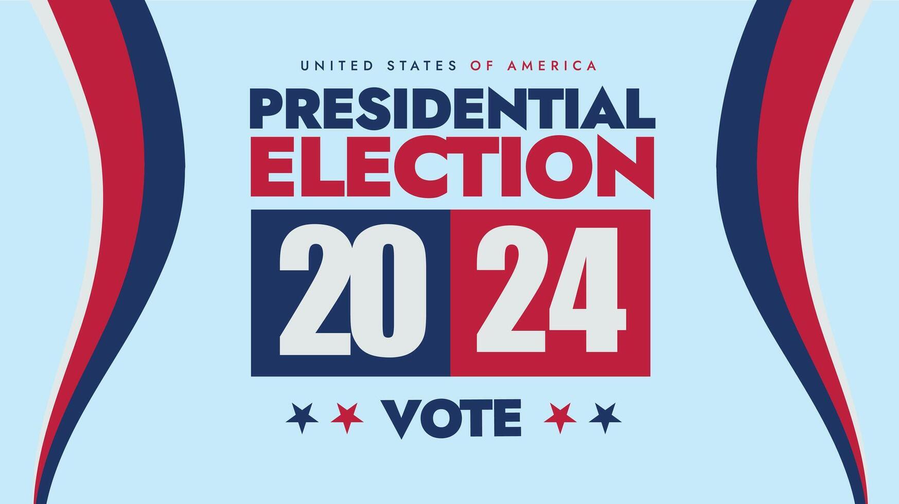 USA Presidential Elections 2024. United states of America elections 2024 banner, social media post with text written in its flag colours and stars. Your vote matters vector
