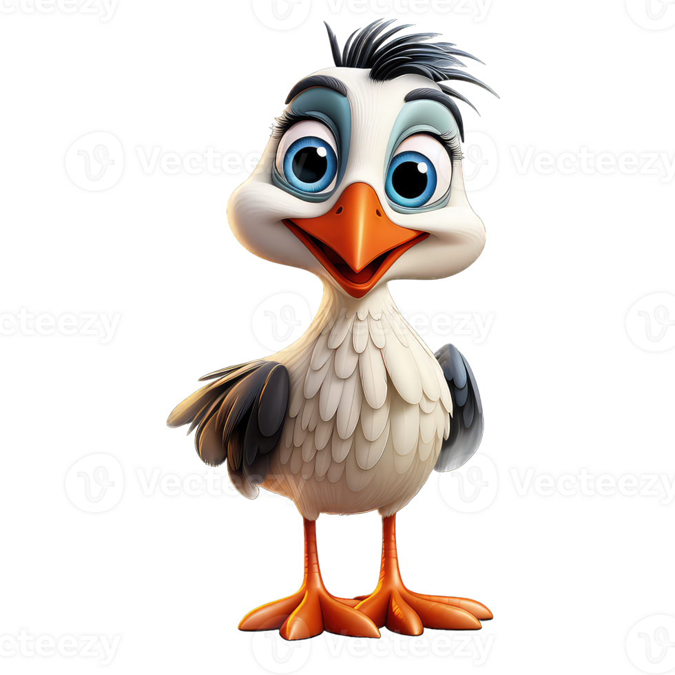 AI generated Cose up of a white stork Isolated On Transparent Background png