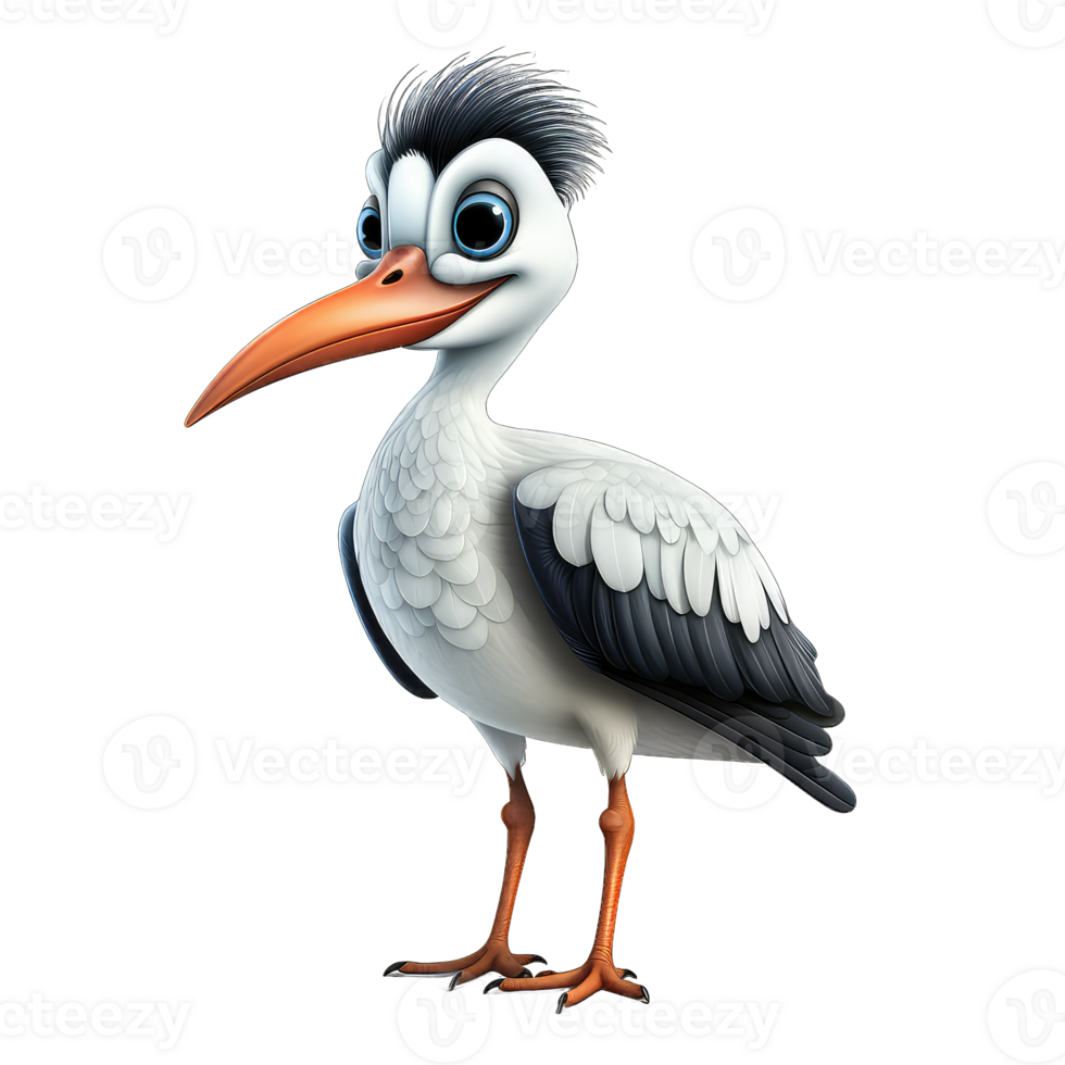 AI generated Cose up of a white stork Isolated On Transparent Background png