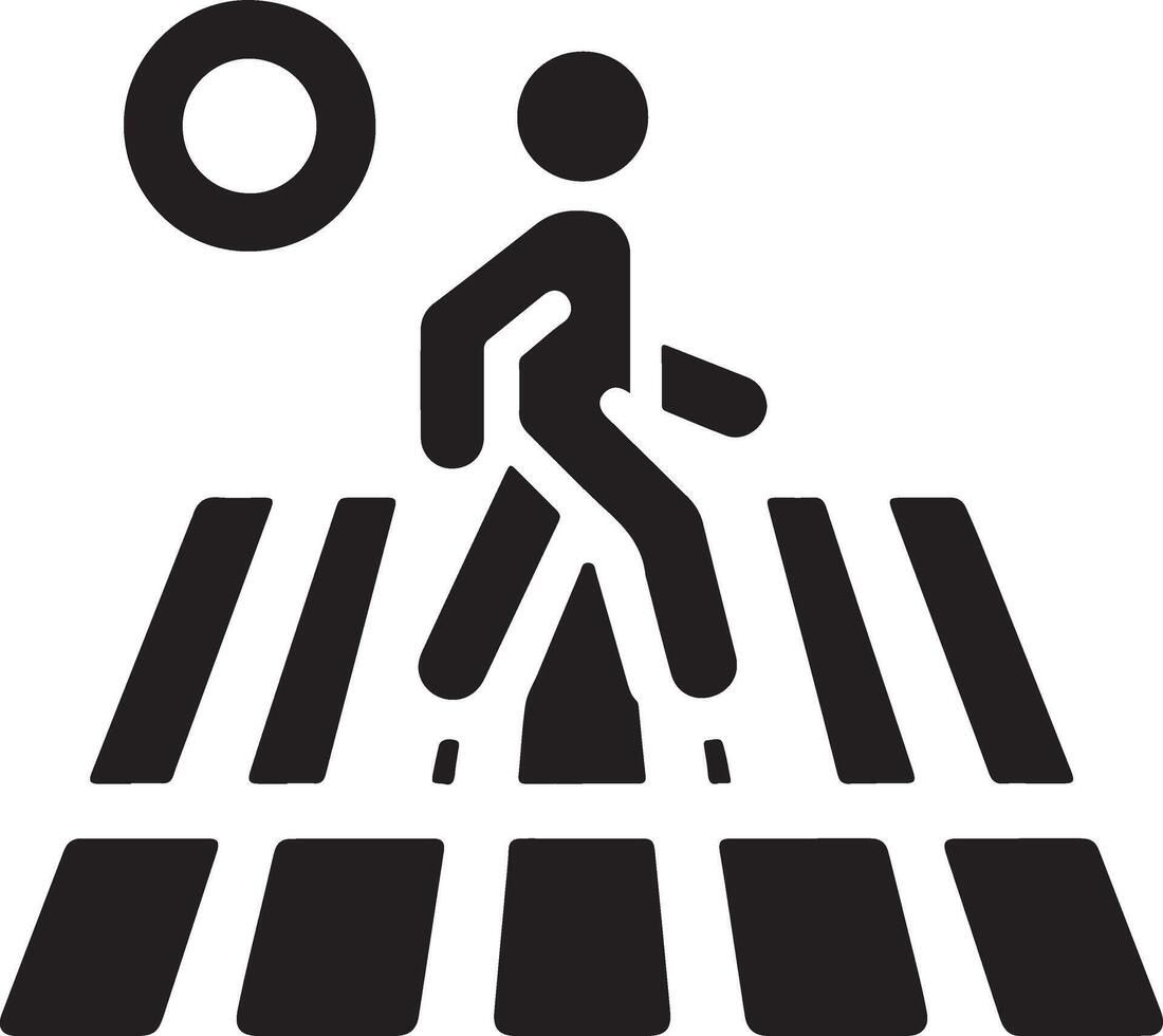 minimal Crosswalk icon vector, a man cross the road white background 13 vector