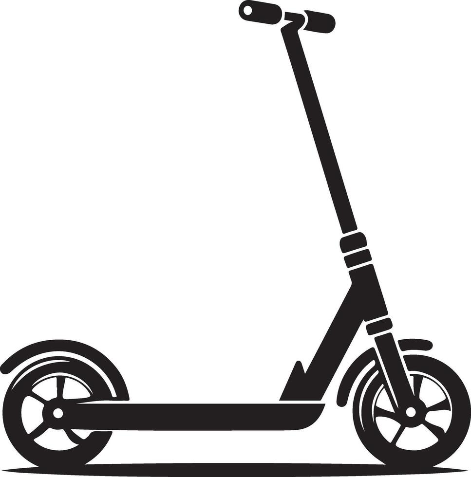 minimal Two wheeled Kick scooter vector black color silhouette, white background 20