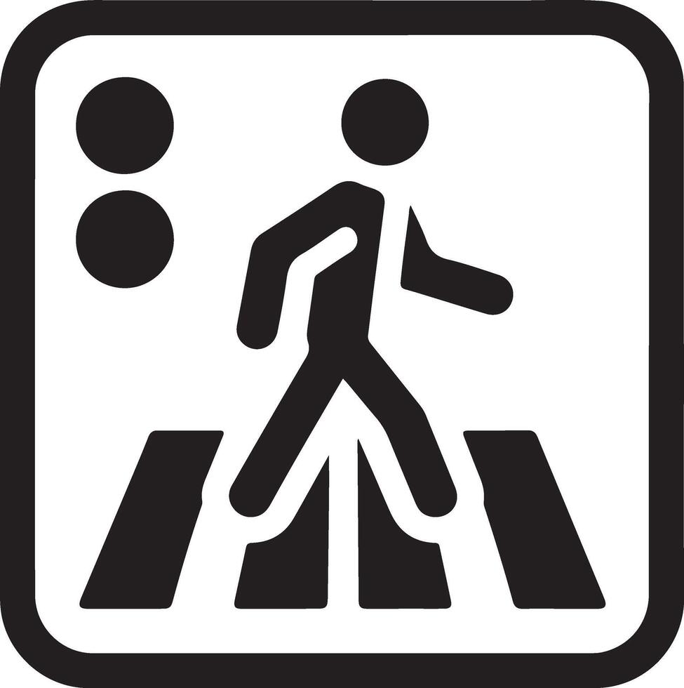 minimal Crosswalk icon vector, a man cross the road white background 6 vector