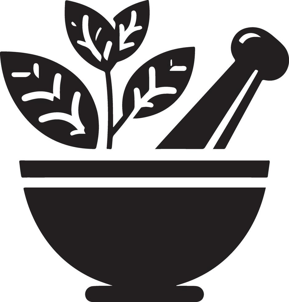 minimal Mortar and pestle icon symbol, flat illustration, white background 8 vector