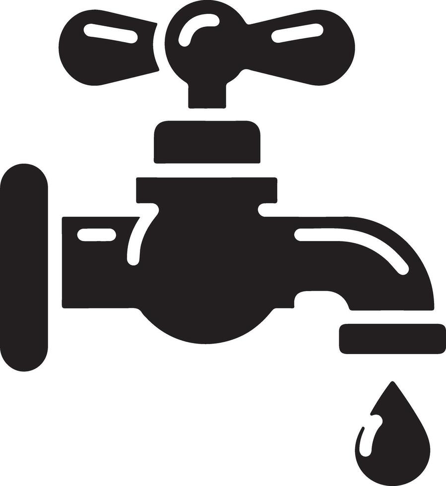 Water tap vector, symbol, clipart, sign, black color silhouette, white background 7 vector