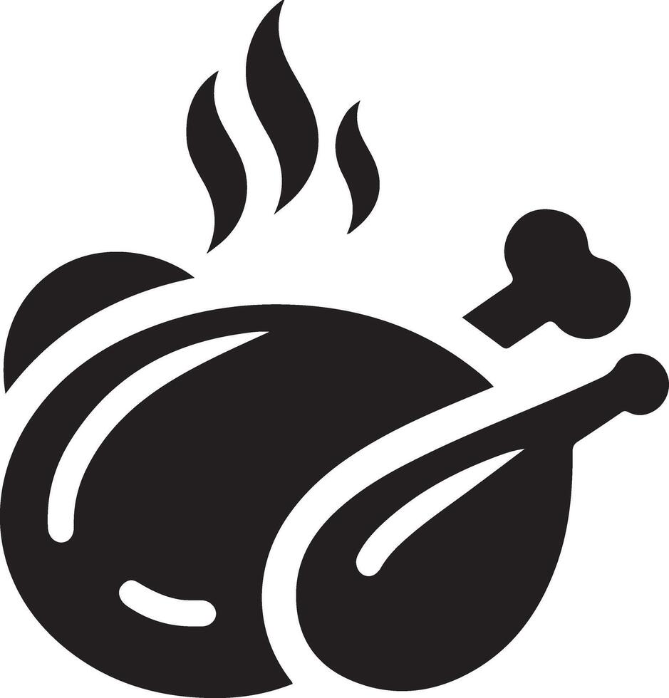 minimal chicken Roast masala icon, symbol, black color silhouette, white background 7 vector