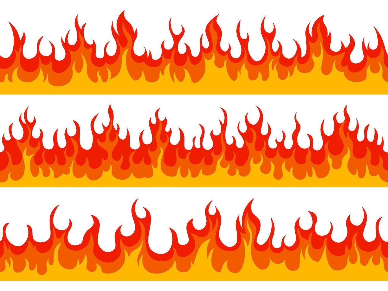 fuego fronteras fuego flameante bandera, calor quemar fuego fatuo silueta inflamable elementos, caliente llameante frontera aislado vector ilustración conjunto