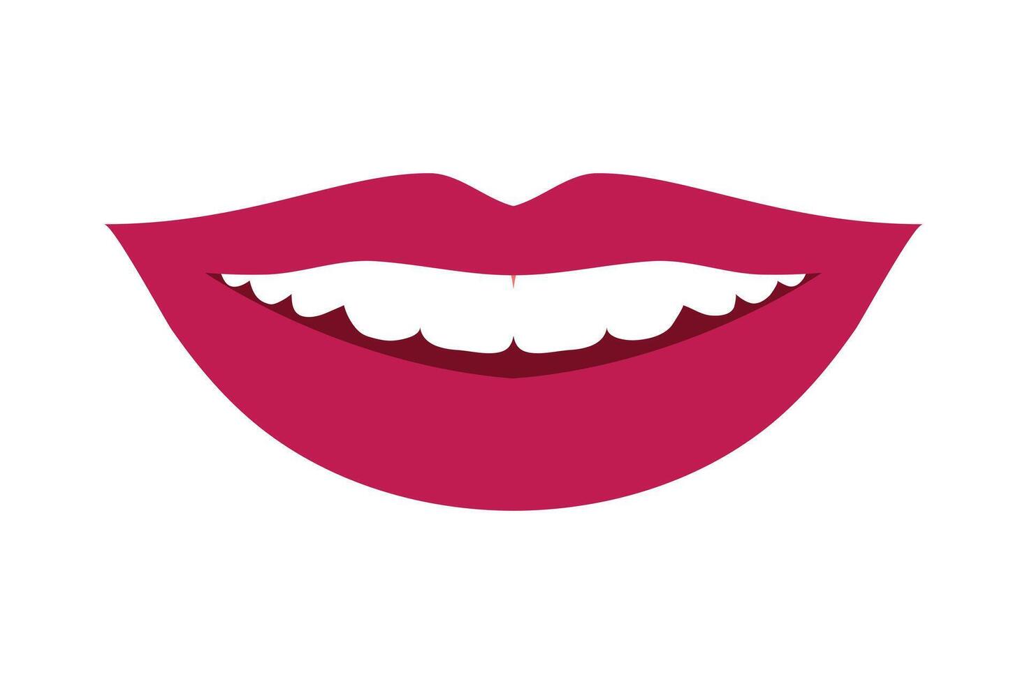 Smiling woman lips with teeth. Female smile. Vector illustration