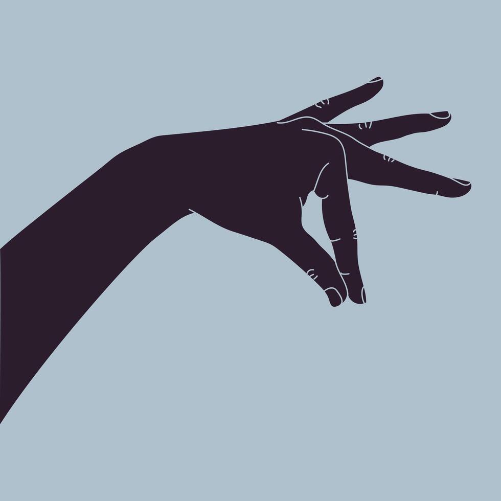 mano dibujado humano mano con dedos participación alguna cosa delgado. participación mano gesto. vector ilustración
