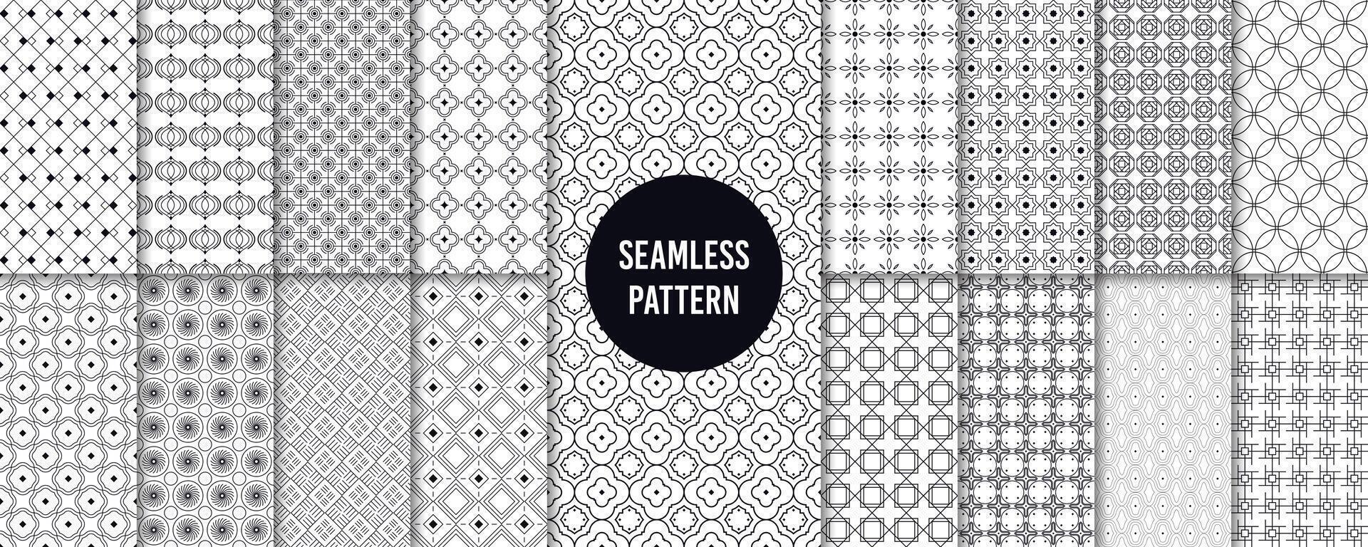 Geometric seamless patterns. Retro 90s graphics pattern texture, abstract funky 80s fabric textures vector illustration set