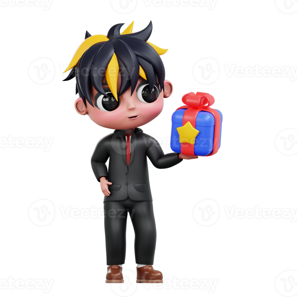 3d Cute Businessman Get Reward png