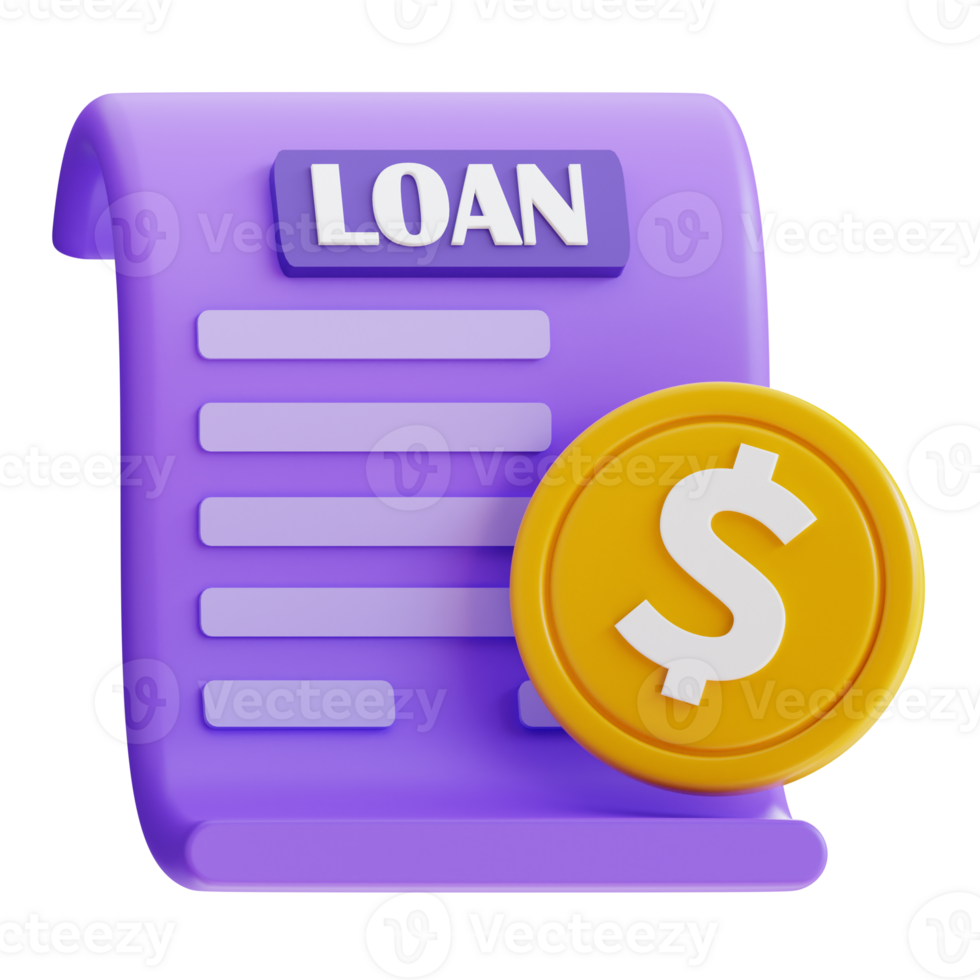 3d rendering loan bill payment icon png