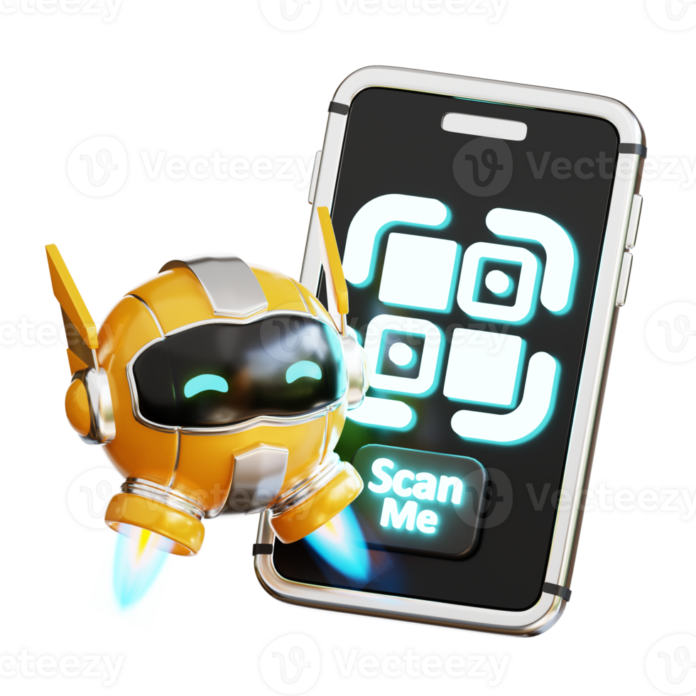 3d Robot Scan Barcode png