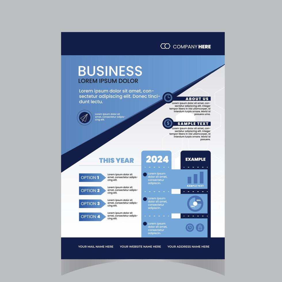 Corporate business flyer template design set with blue, magenta, red and yellow color. marketing, business proposal, promotion, advertise, publication, cover page. vector