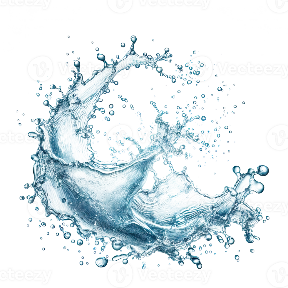 AI generated water splashes in the air isolated PNG transparent background