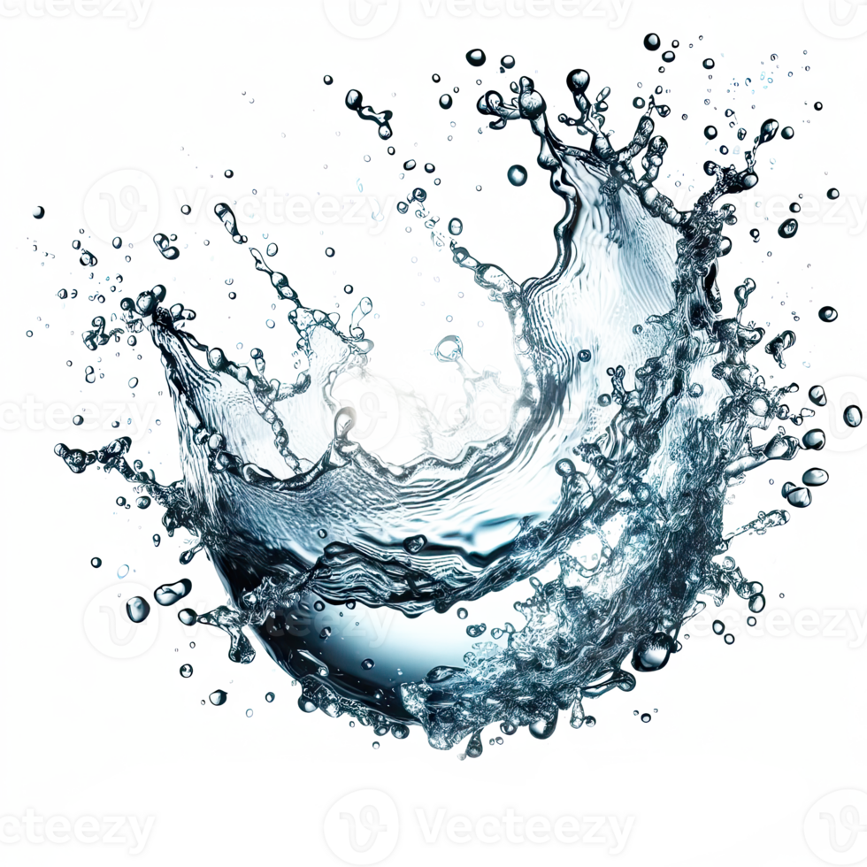 AI generated water splashes in the air isolated PNG transparent background
