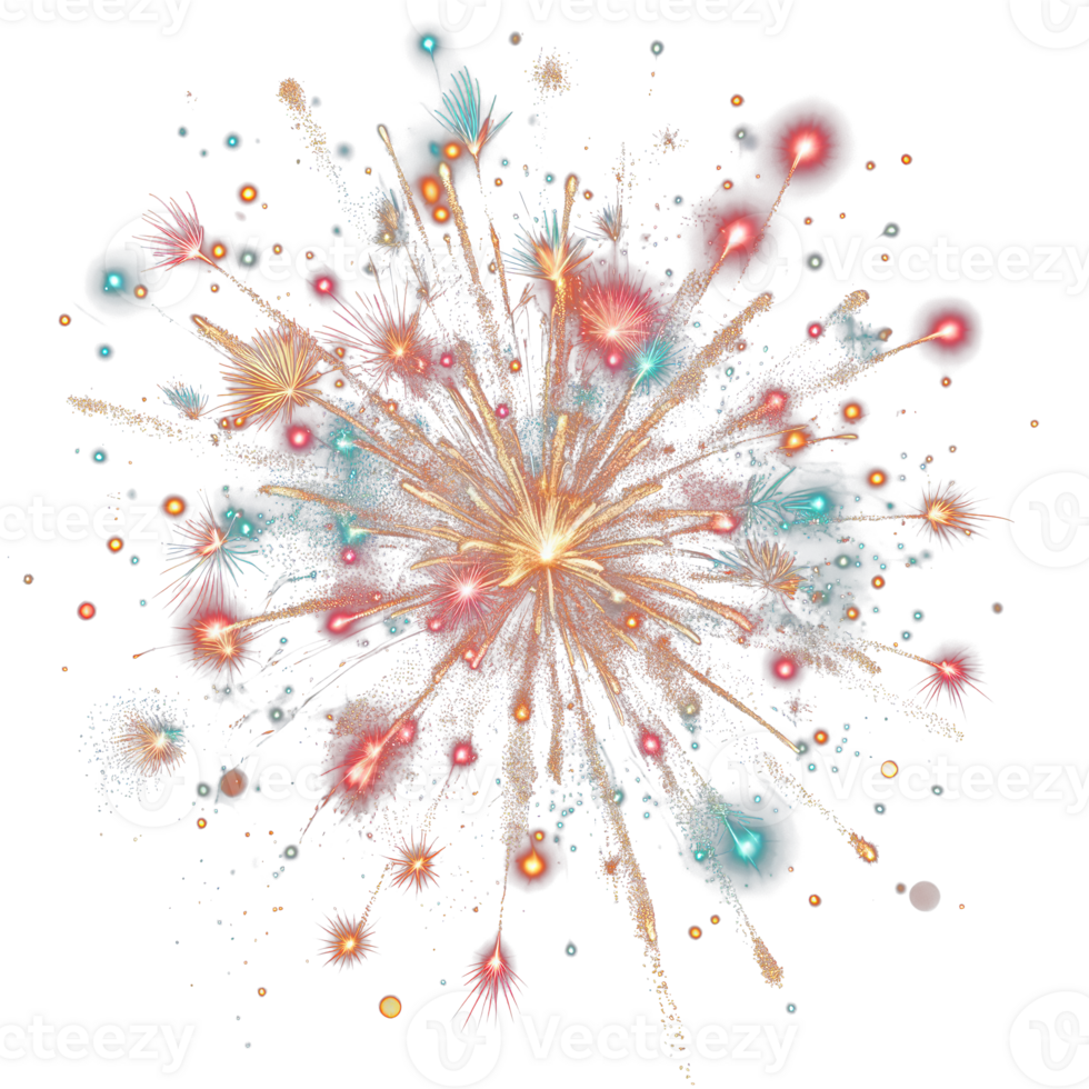 AI generated fireworks isolate PNG transparent background
