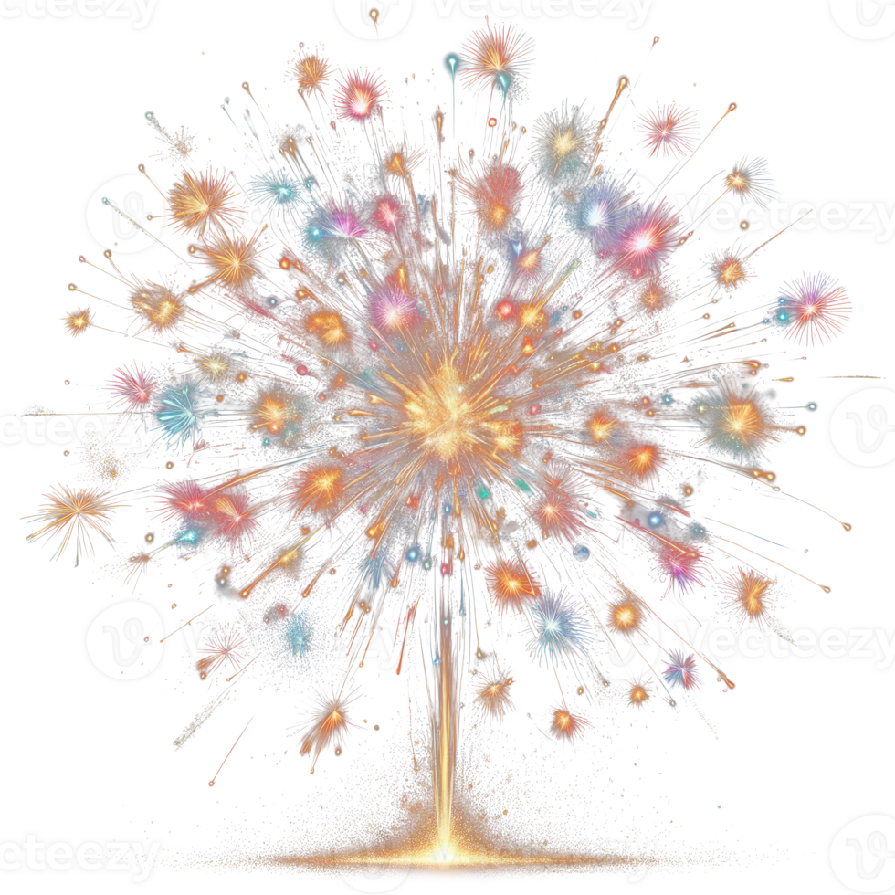 AI generated fireworks isolate PNG transparent background