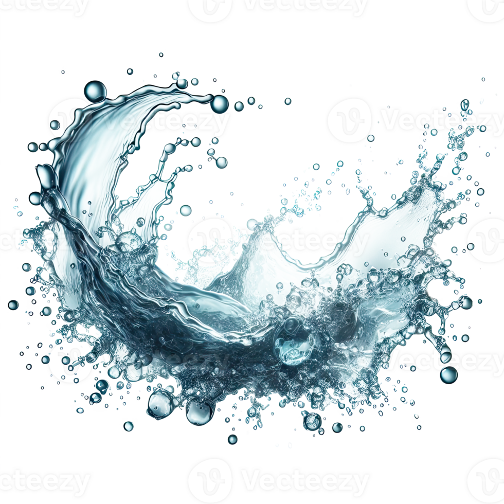 AI generated water splashes in the air isolated PNG transparent background