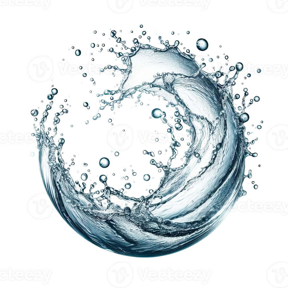 AI generated water splashes in the air isolated PNG transparent background