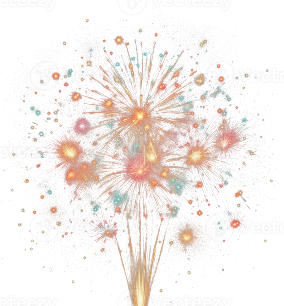 AI generated fireworks isolate PNG transparent background