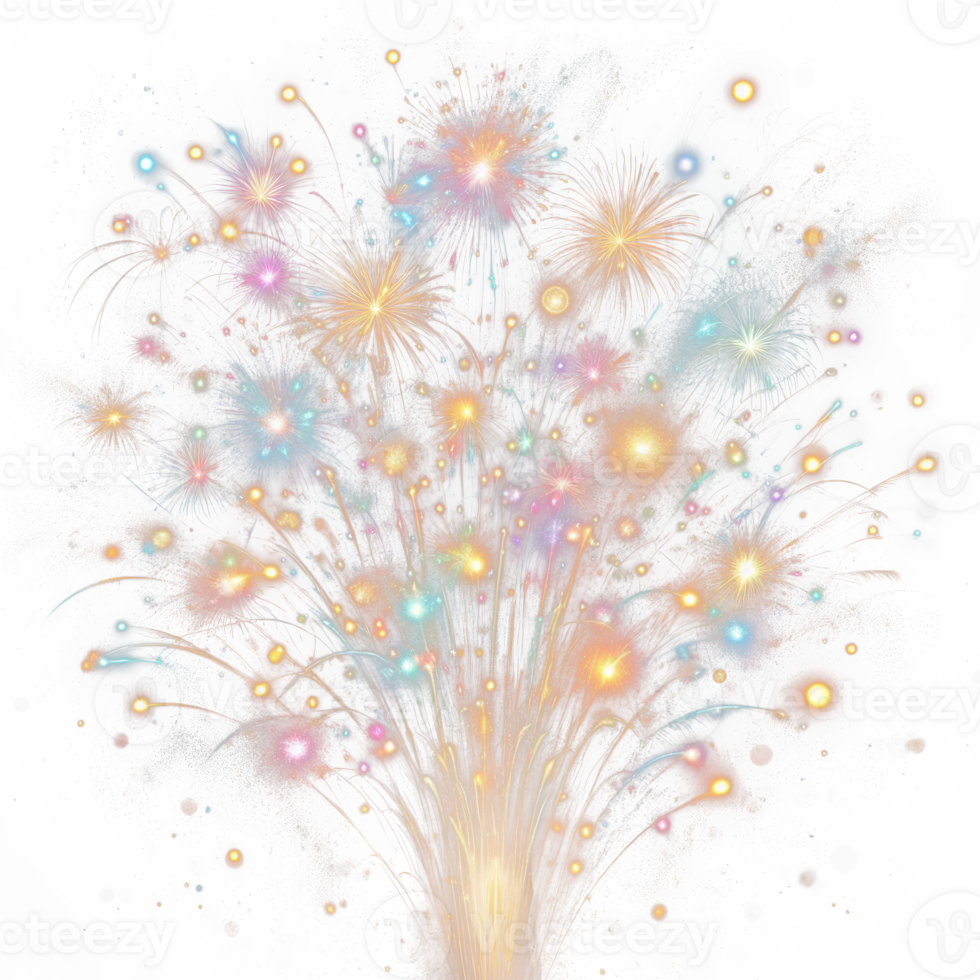 AI generated fireworks isolate PNG transparent background