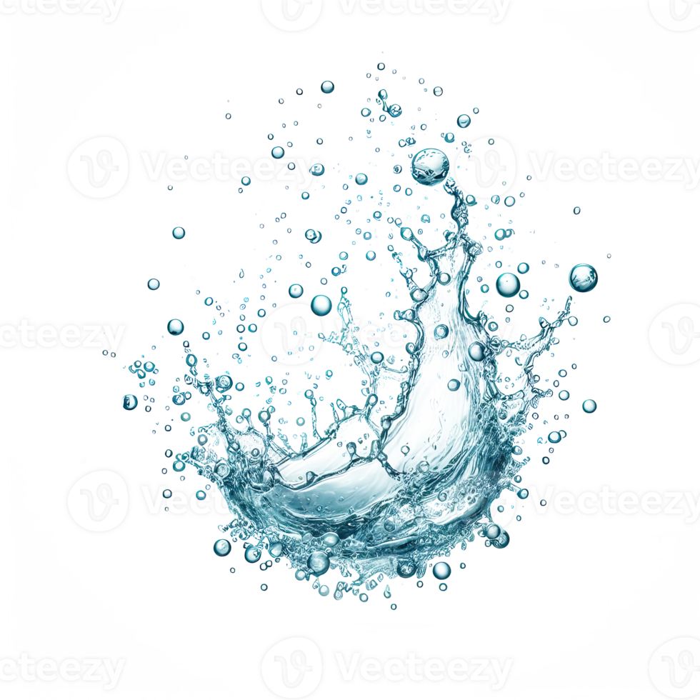 AI generated water splashes in the air isolated PNG transparent background