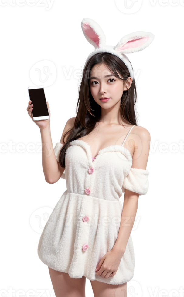 AI generated Generated image easter bunny girl PNG transparent background