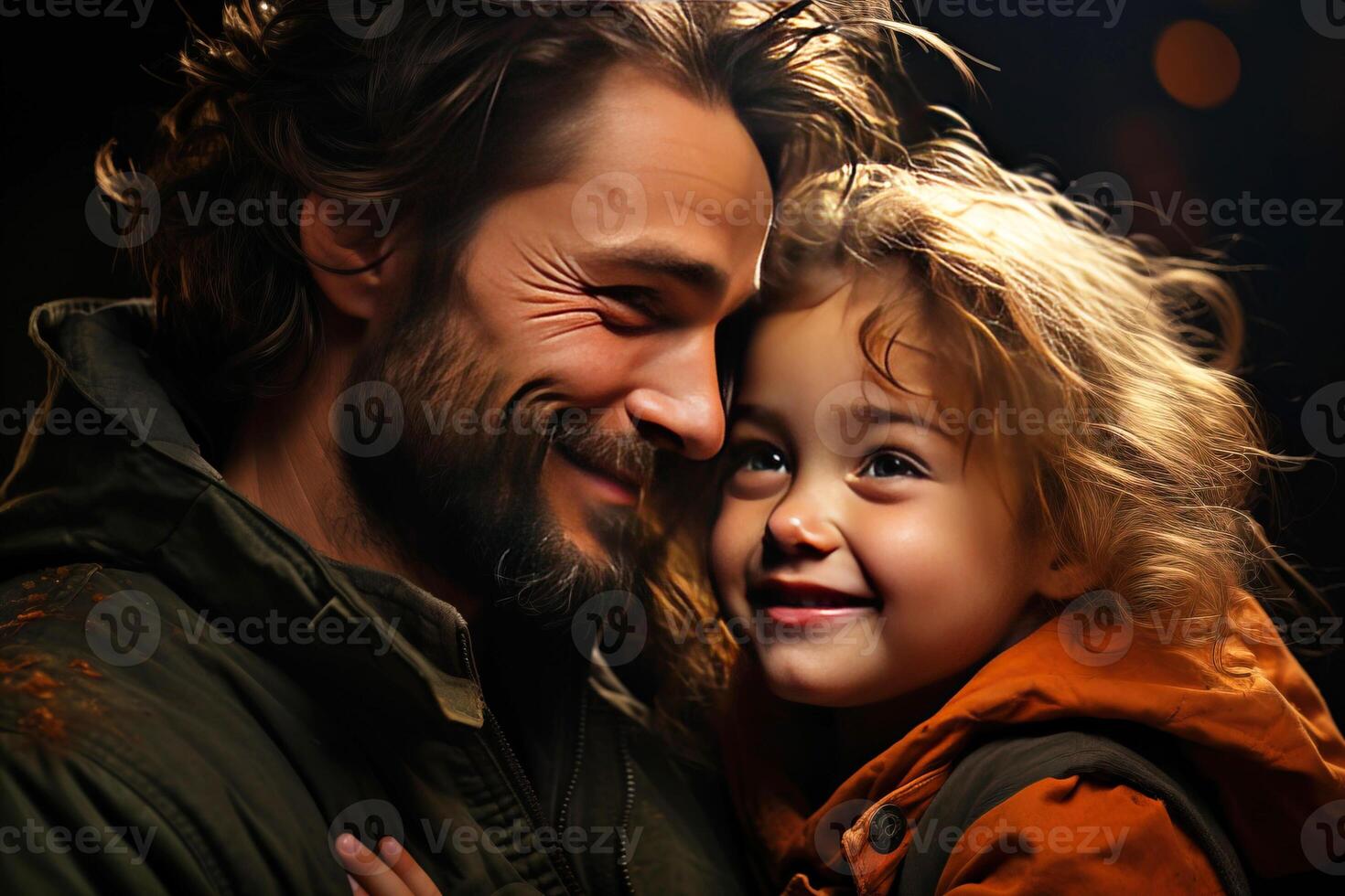 AI generated A loving cheerful father is playing and teaching his child. Family happiness, traditional values. photo