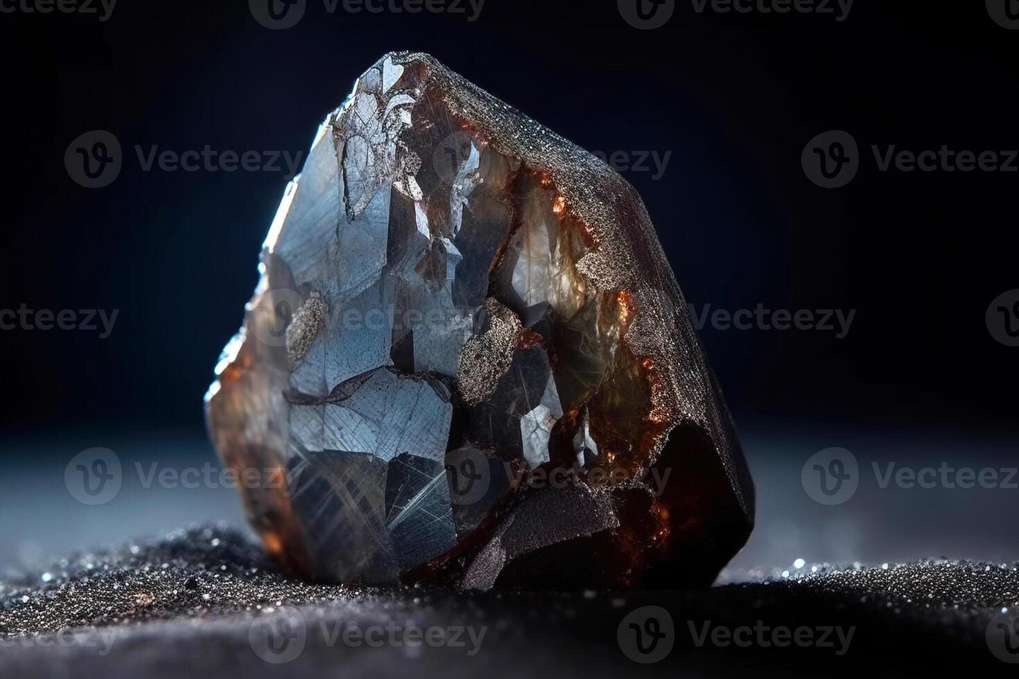 AI generated Biotite is a rare precious natural stone on a black background. AI generated. Header banner mockup with space. photo