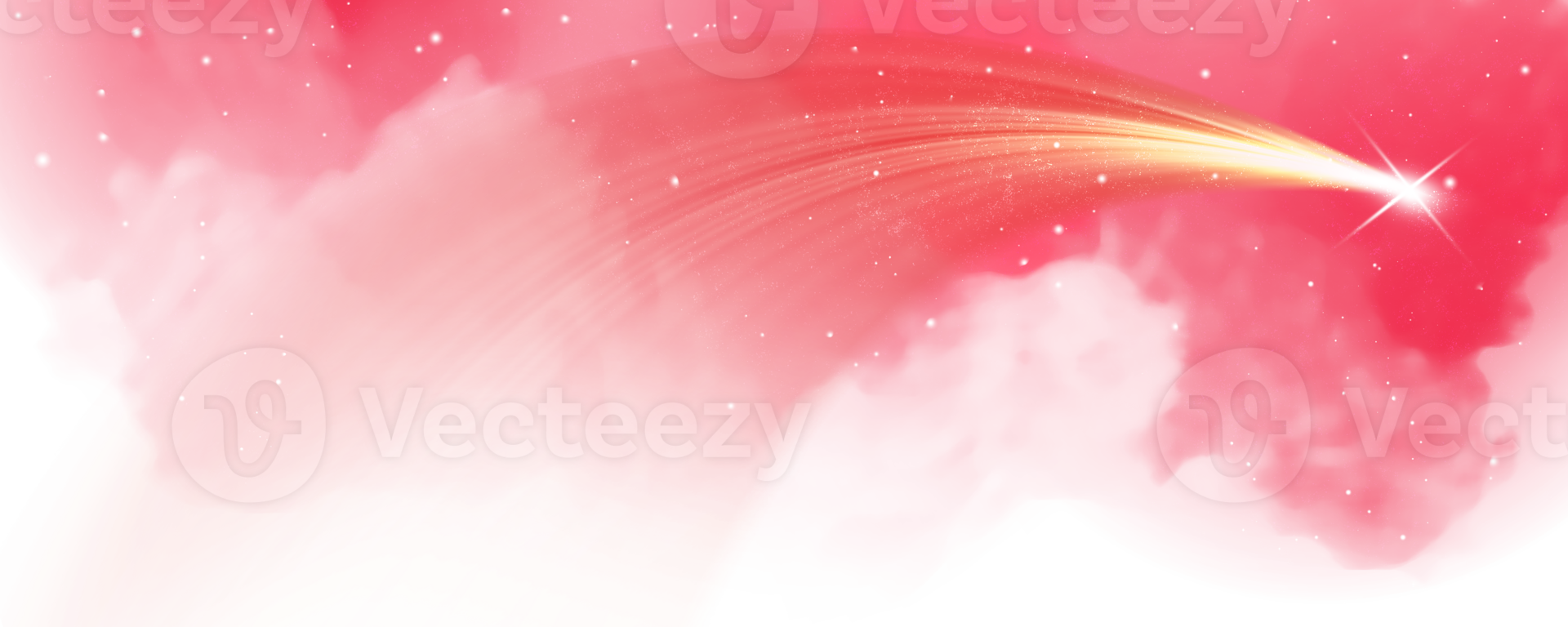 glowing shooting star arc light with cloudy smoke effect png