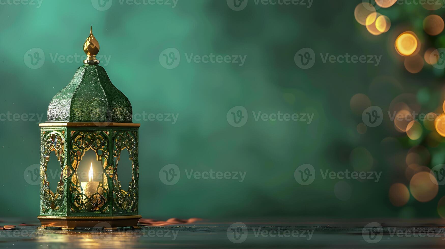 AI generated Islamic green ramadan background photo