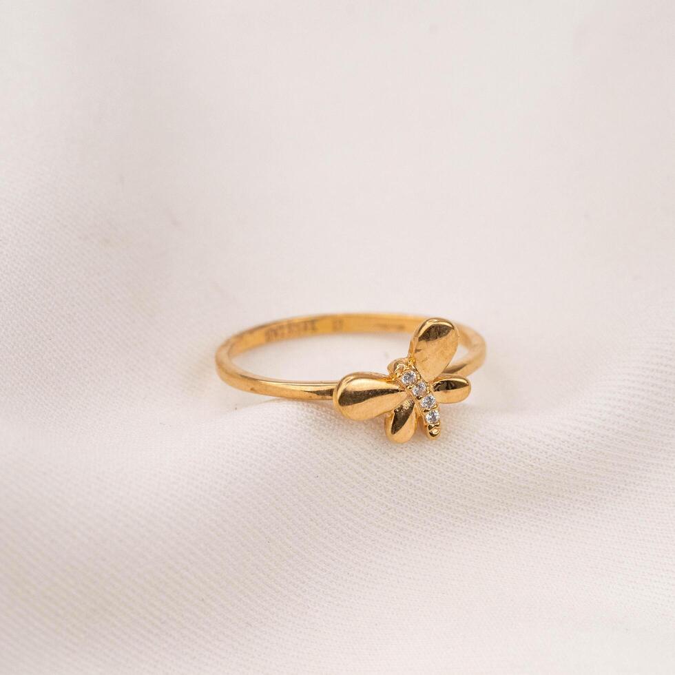 gold jewelry ring with butterfly photo